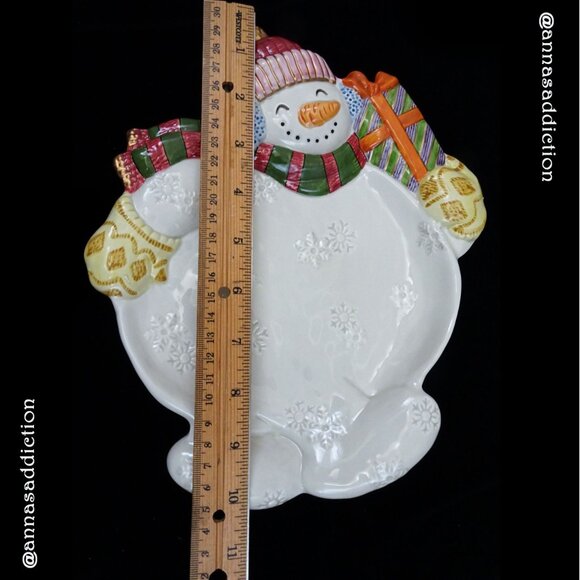 New 2003 Fitz & Floyd Frosty Folks Serving Plate Christmas Tray Snowman Party - Picture 6 of 8